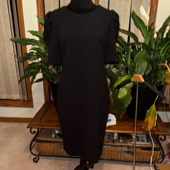 calvin klein black short dress Calvin Klein Scuba Crepe Short Sheath Dress with Faux Leather Belt Black 8 at Amazon Women's Clothing store